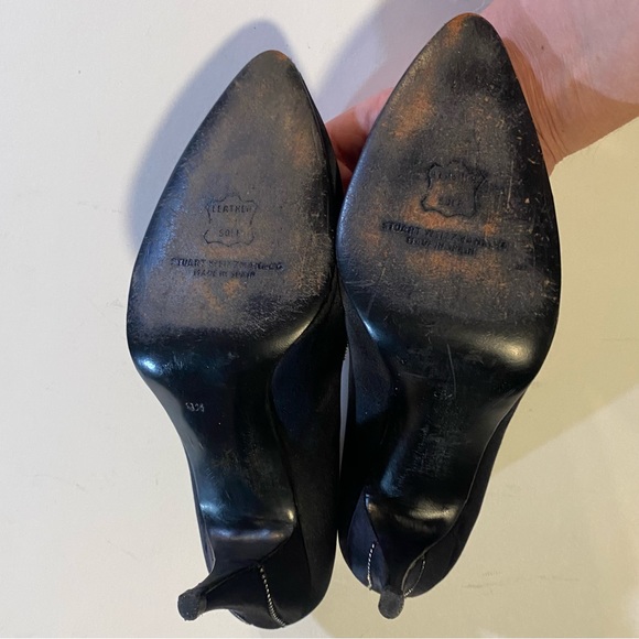 Stuart Weitzman for Martinique SZ 9 1/2 GUC black satin pumps,see pic has flaw - Picture 8 of 10